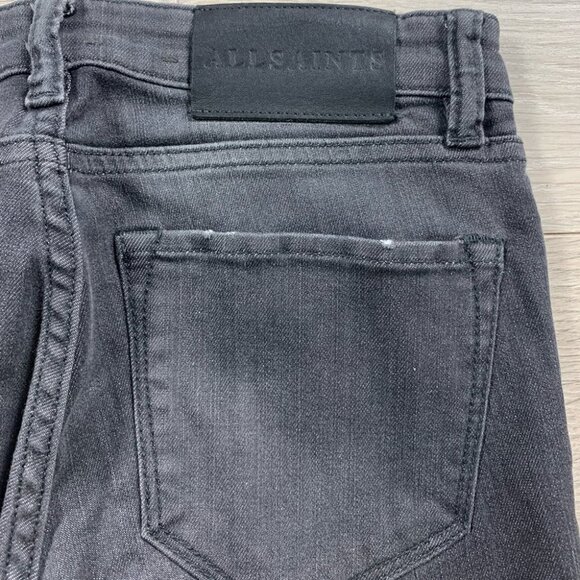 All Saints Mast Low Rise Skinny Vintage Grey Distressed Jeans - Picture 8 of 14